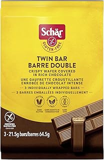 SCHAR Gluten-Free Twin Bar Chocolate Cookies - Non-GMO, Preservative-Free Wafer Cookies with Rich Milk Chocolate, 64.5g