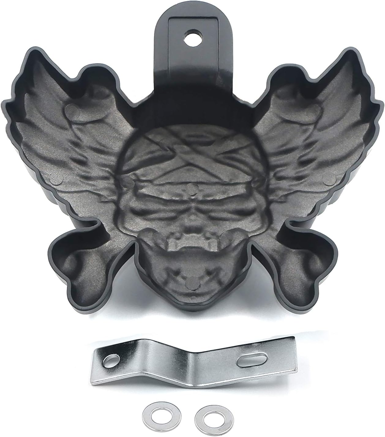 XKMT-Black Skull Zombie with Wing Cross Bone Horn Cover Compatible With 1992-2005 2006 2007 2008 2009 2010 2011 2012 2013 2014 2015 H-D with Side Mount"Cowbell" and all V-rod's [B019ETRXRU]