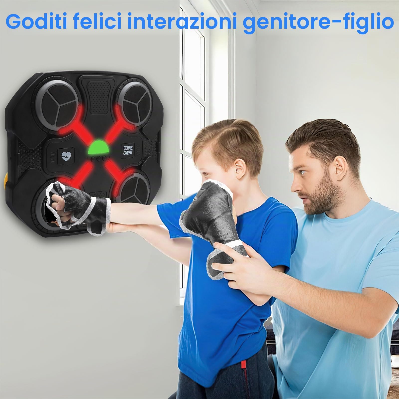 Macchina da Boxe Musicale per Bambini, Dispositivo di Allenamento per Boxe con Musica, Attrezzatura Elettronica per Boxe con Guantoni da Boxe per Bambini di 3+ Anni, Allenamento Domestico, Boxe da