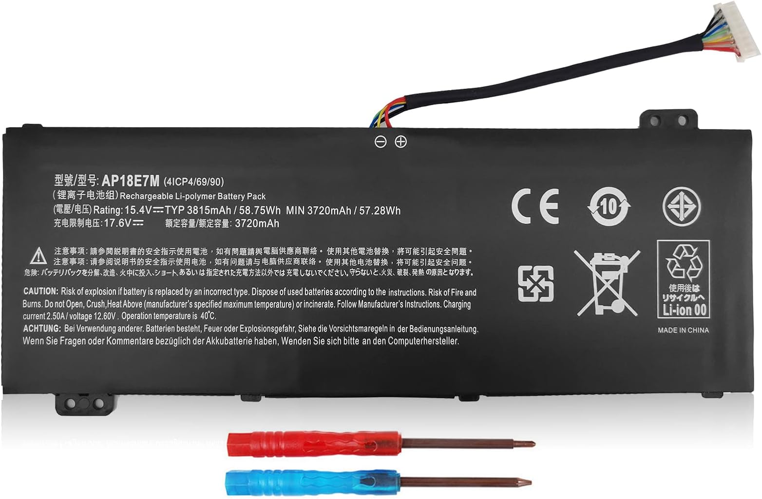 AP18E7M AP18E8M Laptop Battery for Nitro 5 AN515-54 AN517-51 AN515-55 AN515-44 AN515-43 Nitro 7 AN715-51 Predator Helios 300 PH315-52 PH317-52 PH317-53 Aspire 7 A715-74G Triton 300 PC Notebook.