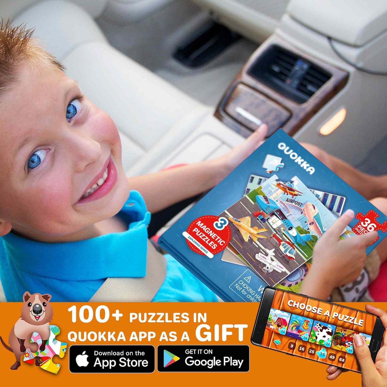 QUOKKA Magnetic Puzzles for Kids Ages 4-6 – 36 Pieces Sudoku Toddler Puzzles Ages 2-4 – Travel Games for Kids 3-5 – Learning Transport Toddler Travel Toys – Car Airplane Road Trip Games for Boys&Girls