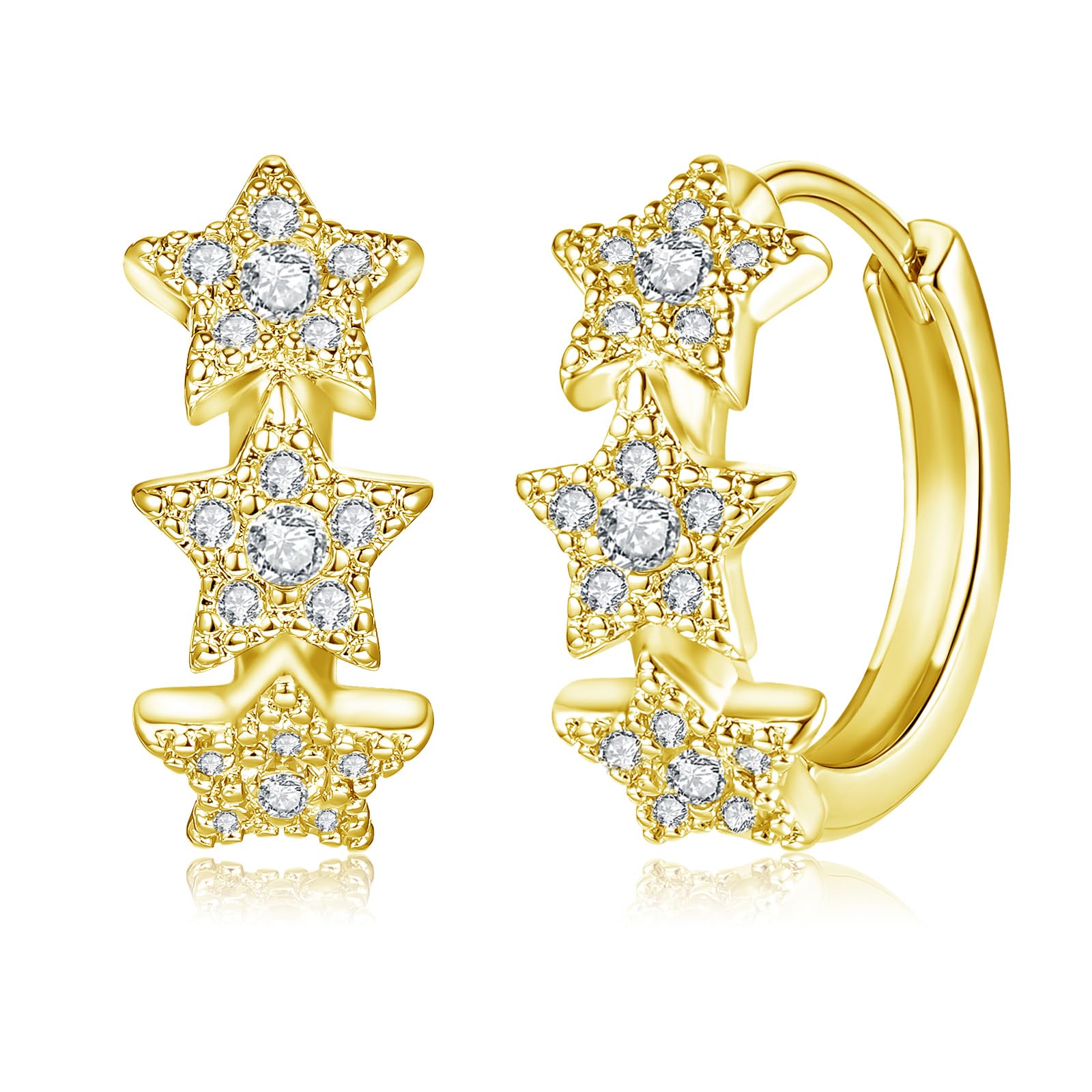 Deyanse Creolen Silber 925 Damen, Sterling Silber Unendlichkeit Herz Stern Ohrringe, Klein Kreolen Mit Zirkonia, Schlafen Knorpel, Hypoallergen Ohrschmuck Mit Geschenkbox