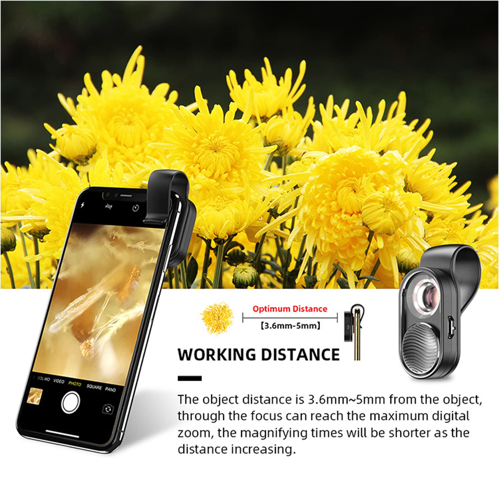 Mini Microscopio para Teléfono 100X, Microscopio de Bolsillo con Clip Universal, Microscopio para Teléfono para Todos los Teléfonos Inteligentes, Lente de Micro Lupa Portátil