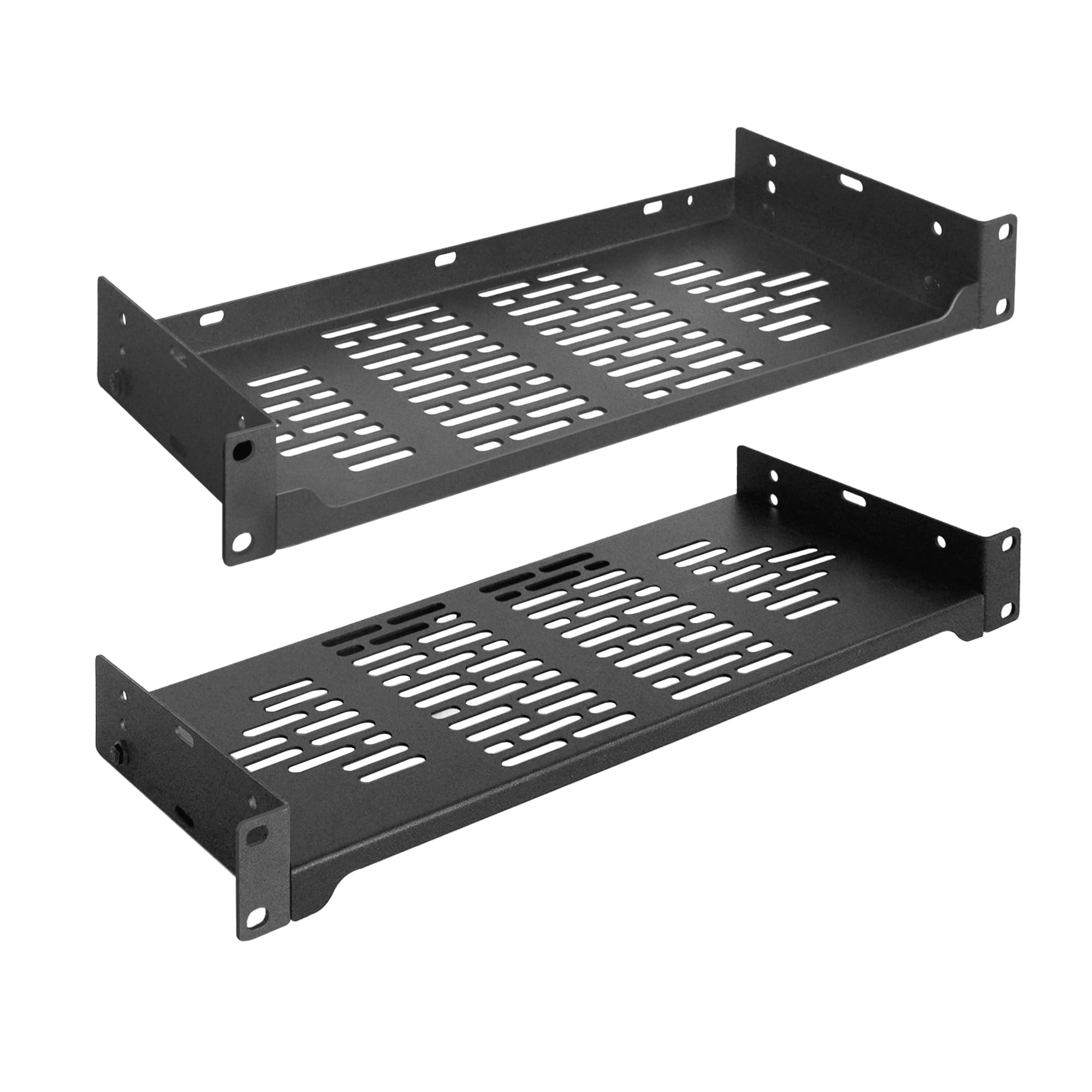 RIVECO 2 PCS 6” Rack Shelves for 19 inches Network Rack & Cabinets, 1U Rack Mount Shelf Vented Cantilever Tray, for Server, IT & Sound Equipment