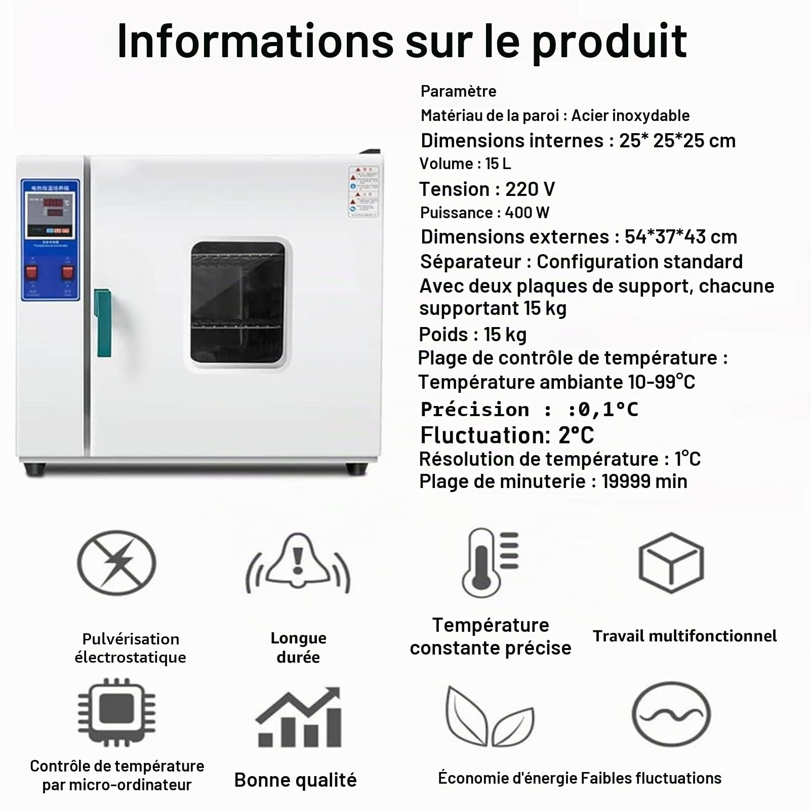 RayGenius Etuves De Laboratoire, Etuves De Laboratoire à Convection, Soufflantes Thermostatiques De Laboratoire 800 Watt 220v/Rt+50-280°C, RéGulateurs De TempéRature De Laboratoire 101-0s,101-0S