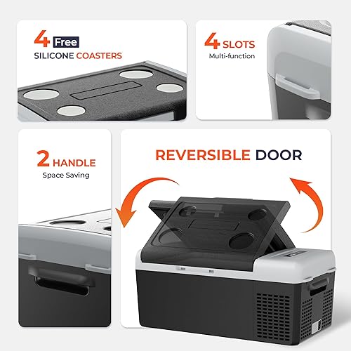 Miniatura 6 de Refrigerador portátil de 12 voltios, refrigerador eléctrico de 16 cuartos (15 litros), refrigerador de 4   68 , 1224 V CC y 100-240 V CA