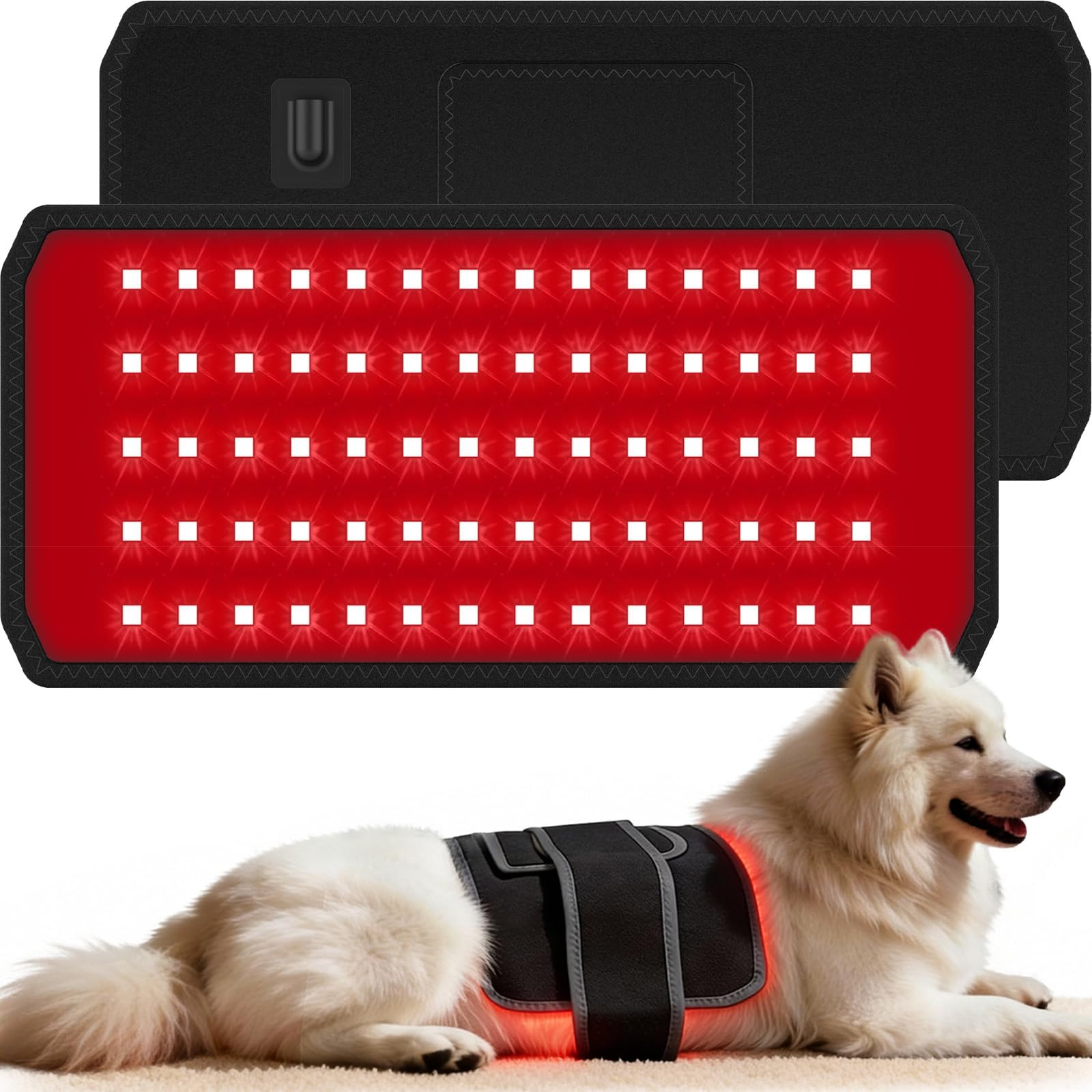 Photo 1 of 13.8"*7" Red Light Therapy Pad for Dogs Body, 70 LEDs Redlight Therapy Wrap with Timer, Heating Mat Products with Band for Back Belly Leg Knee Thigh, Gifts for Men, Women, Pets Dog