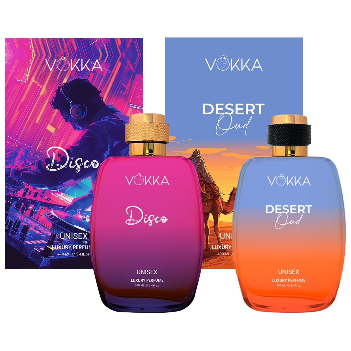 VOKKA Disco & Desert Oud 2x100ml | Unisex Luxury Long Lasting Perfume For Men & Women | Eau De Parfum | EDP Fragrance for Gift | Travel & Skin Friendly | Notes: Amber Leathery, Spicy Agarwood-image-28