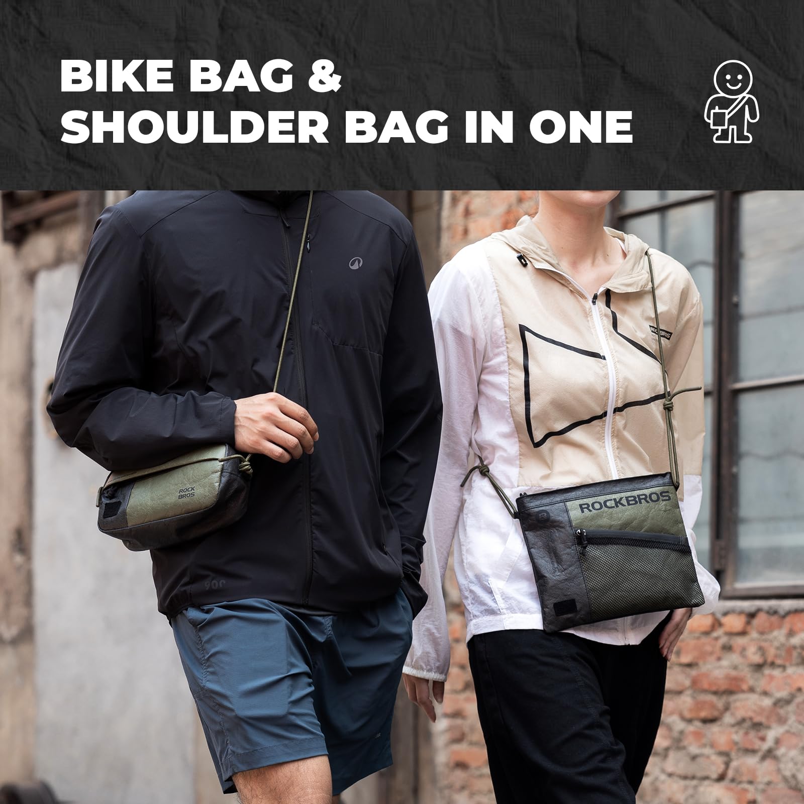 ROCKBROS Bikepacking Fahrradtaschen Set 5-teilig, Rahmentasche, Lenkertasche, Satteltasche und Feedbag, Ultraleicht für Rennrad, MTB, Trekkingrad und Faltrad