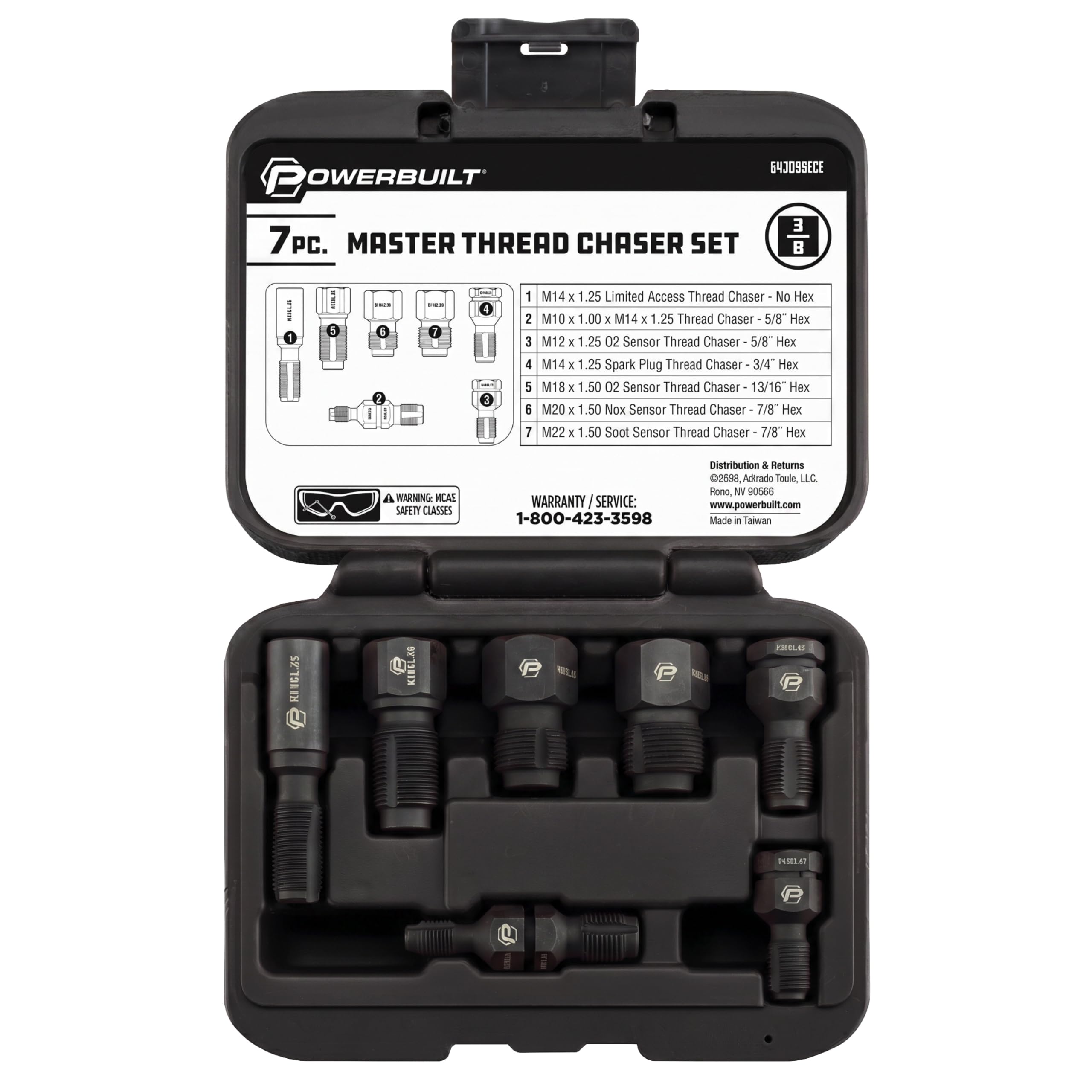 Powerbuilt 7pc Master Thread Repair Chaser Set (O2, Spark Plug &amp; Fasteners)