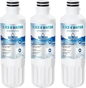 ADQ747935 Water Filter For LG LT1000P, Thinq Water Filter Replacement Fit LG LFXS26973S LRFOC2606S LRFVC2406S LMXS30796S LRFWS2906D LMXS30796D LRFWS2906V LFXS26973D LMXC23796S, 3 PACK QWFIZ