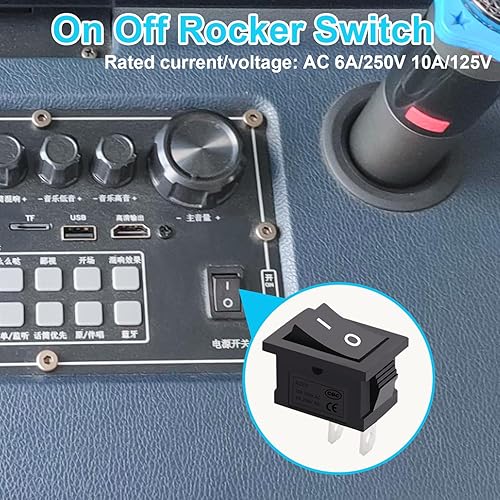 Miniatura 9 de TWTADE Interruptor basculante de encendidoapagado SPST de 2 pines, interruptor de palanca redondo con precableado 6A250V 10A125V CA para barco,