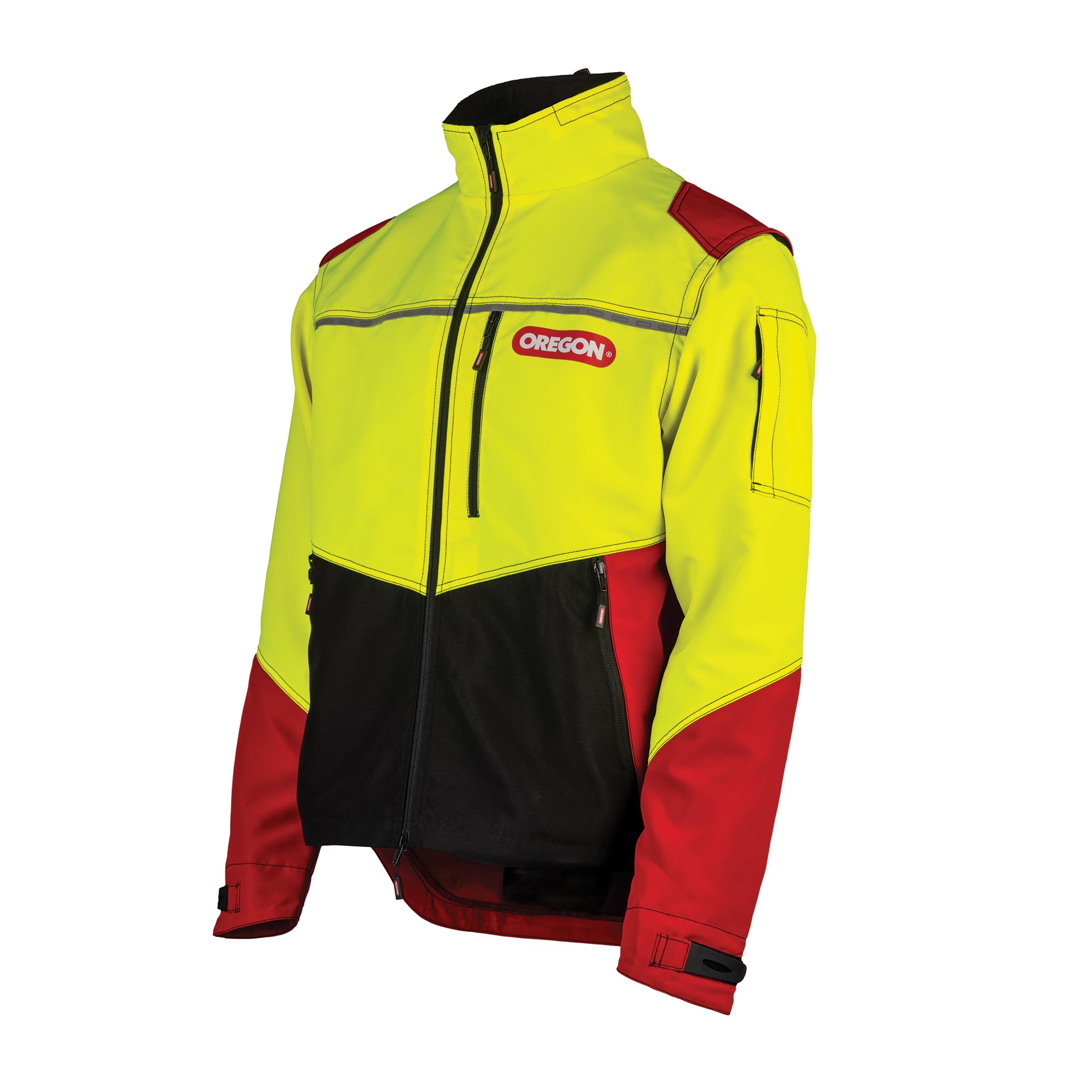 Oregon Protect Pro Hi-Vis-Arbeitsjacke, Reflektierende Schnittschutzjacke für Damen und Herren, Atmungsaktive PSA-Kleidung aus Stretchmaterial, Wasserabweisend, Für Forst und Outdoor