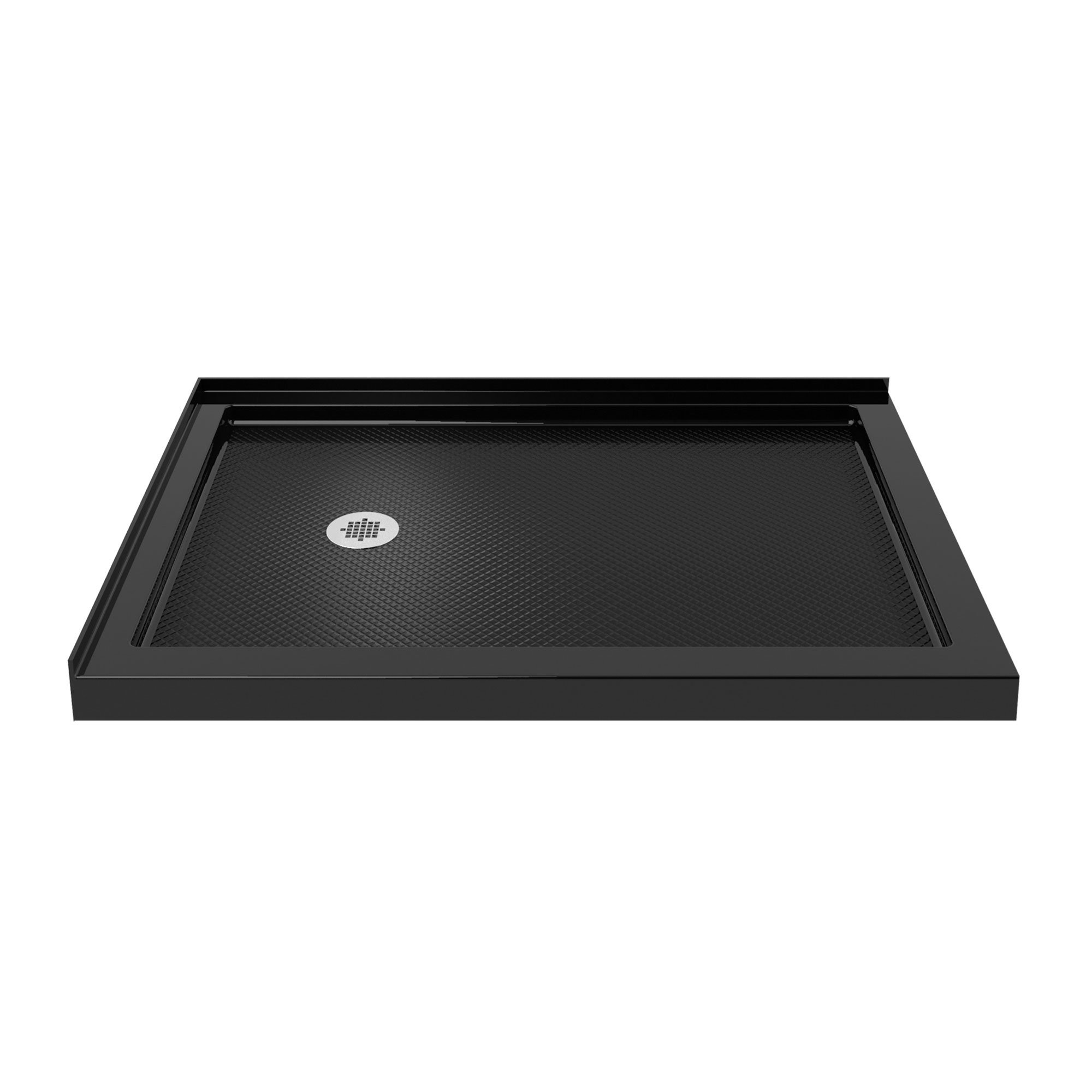 DreamLine SlimLine 34 in. D x 48 in. W x 2 3/4 in. H Left Drain Double Threshold Shower Base in Black, DLT-1034481-88