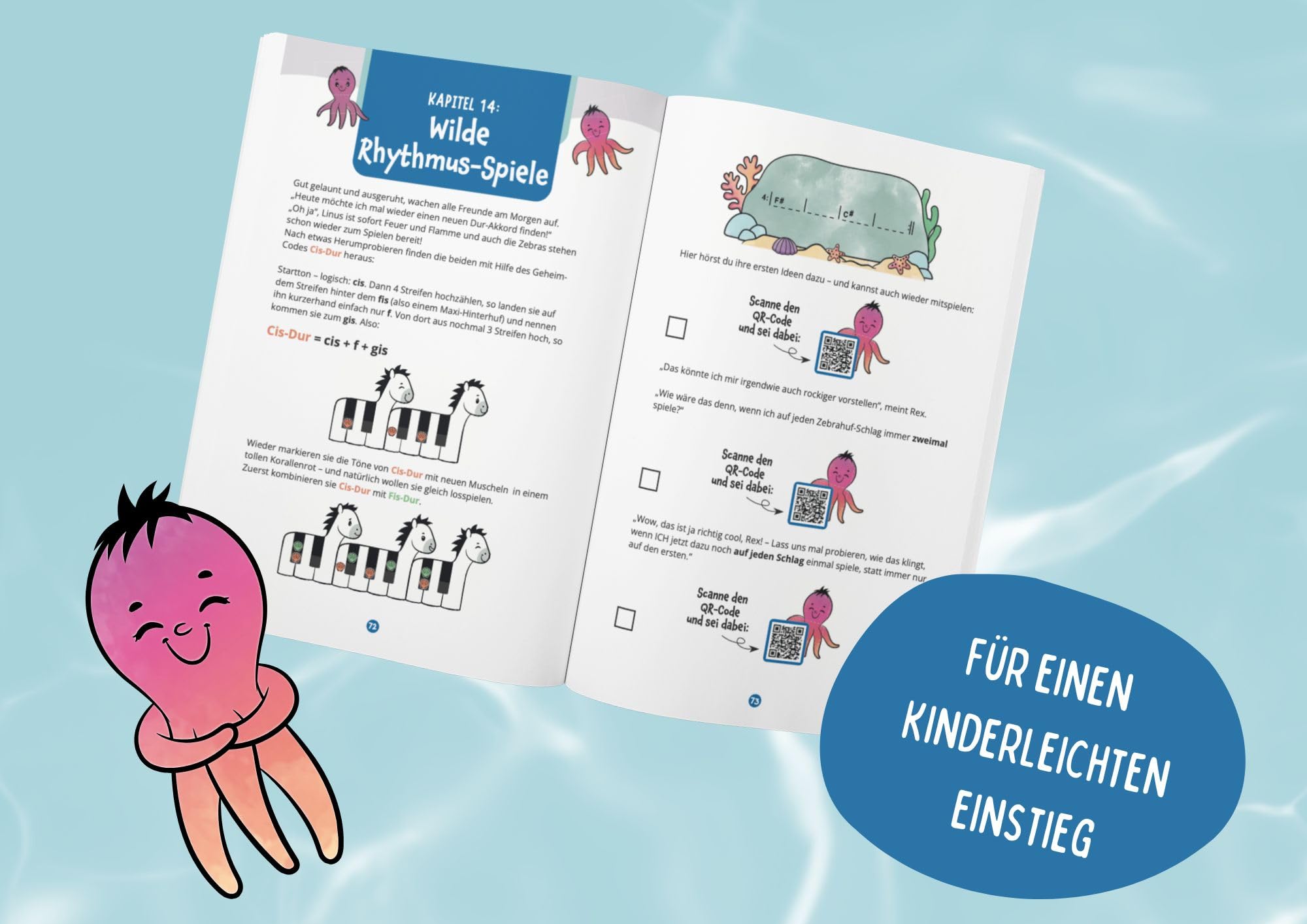 Musikspaß! Klavier lernen für Kinder mit den lustigen Kraken Linus & Rex: Ein spielerischer Einstieg in die Welt der Musik inkl. Videos, bunten Tastenschablonen und kreativem Lernmaterial