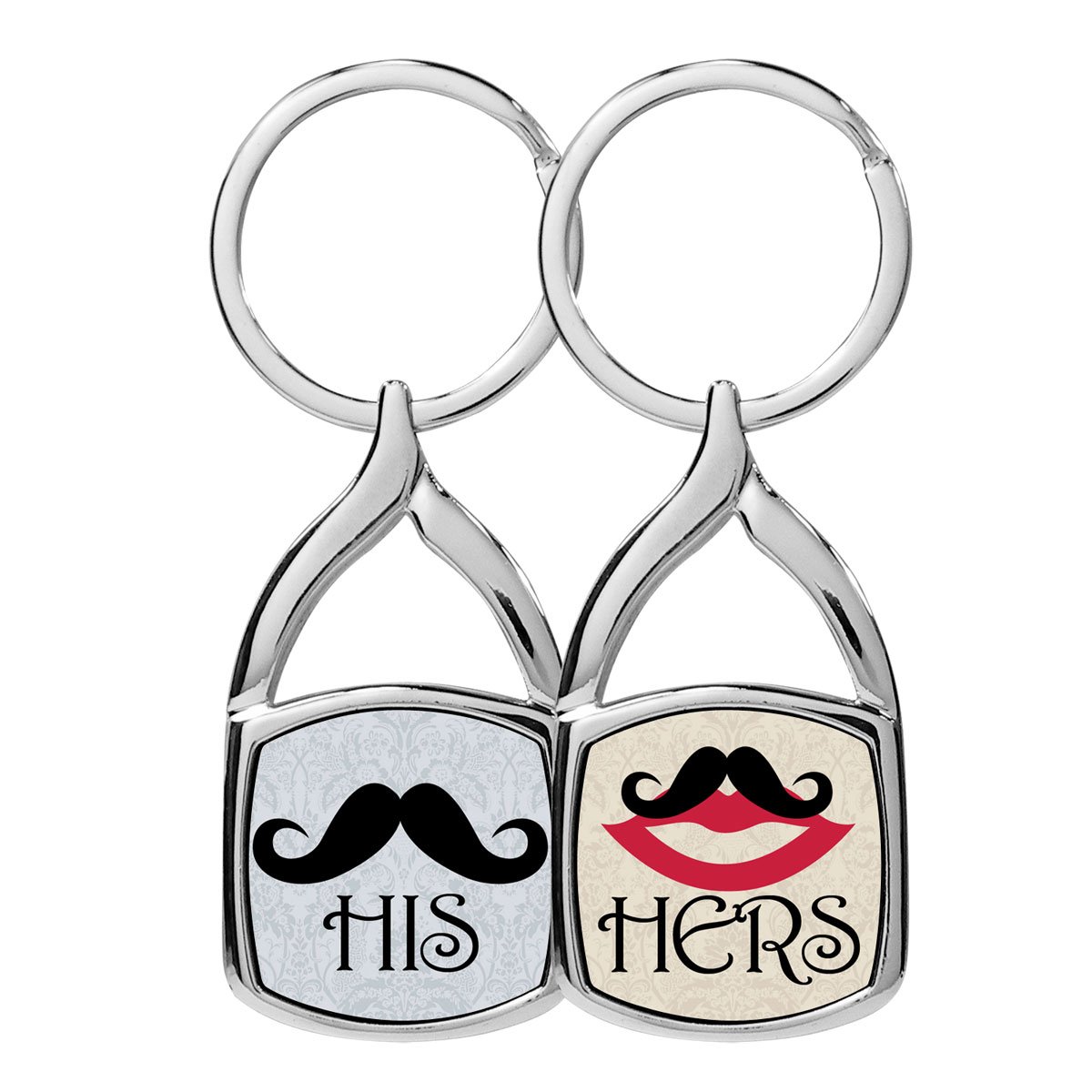 iPick ImageHis and Hers Mustache Dual Chrome Flame Tip Key Chains