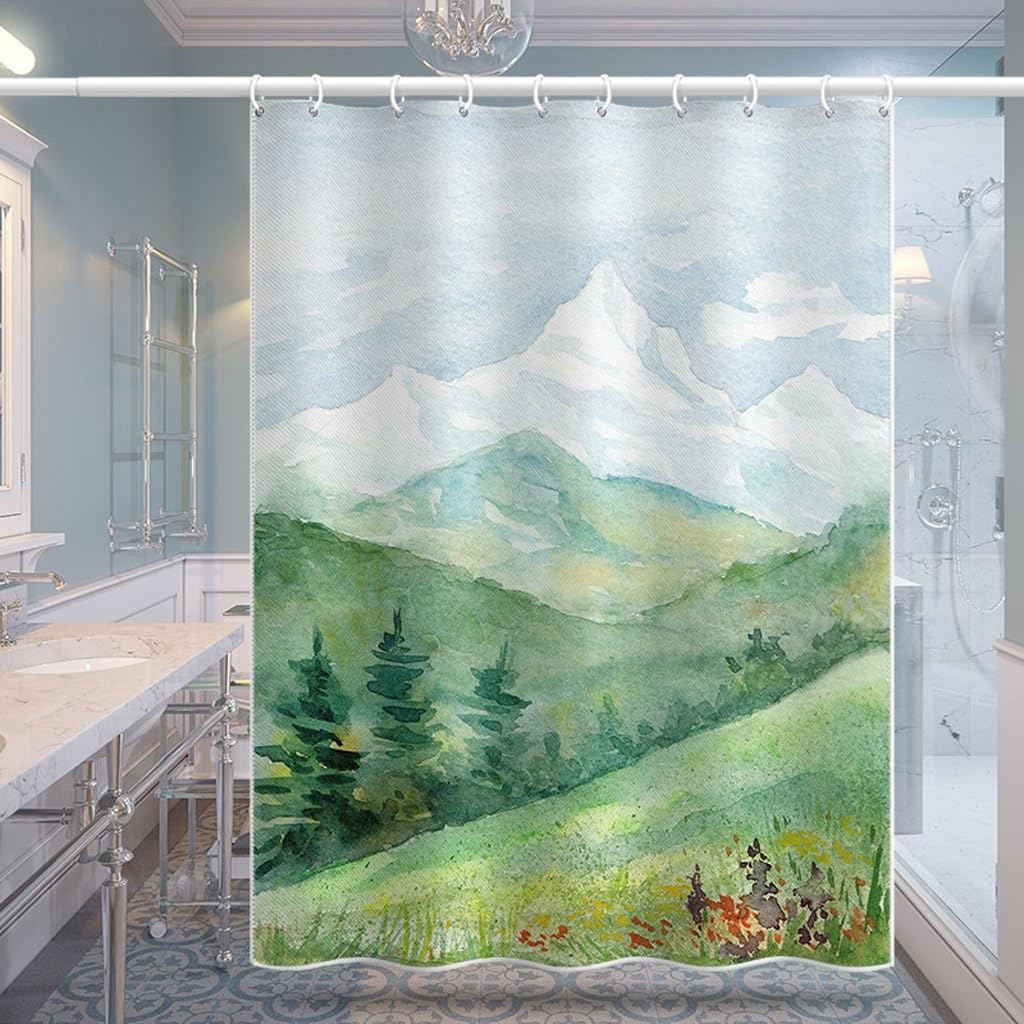 Shower Liner Shower Curtain Bath Shower Curtain Thickened Waterproof Polyester Shower Curtain Bathroom Curtain Home Shower Curtain with Hook Suitable for Bathroom (Size : W120xH180cm) ()
