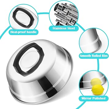 Joyfair 9 Inch Stainless Steel Cheese Melting Dome Burger Cover, 2 Pack
