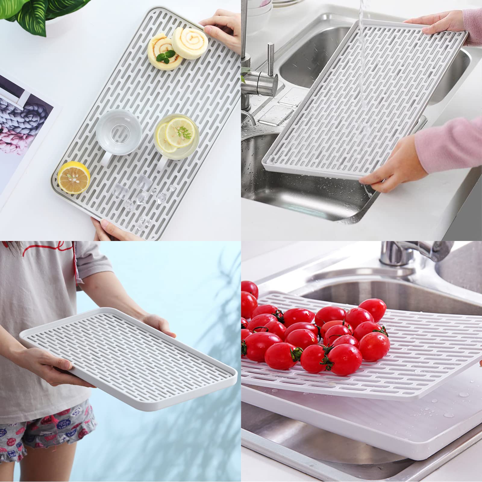 Cerioll Scolapiatti Con Vassoio Antigoccia, Vaschetta Raccogligocce, Vassoio Per Tazza E Frutta, Scolapiatti Per Stoviglie Di Vario Genere, Con 2 Ripiani