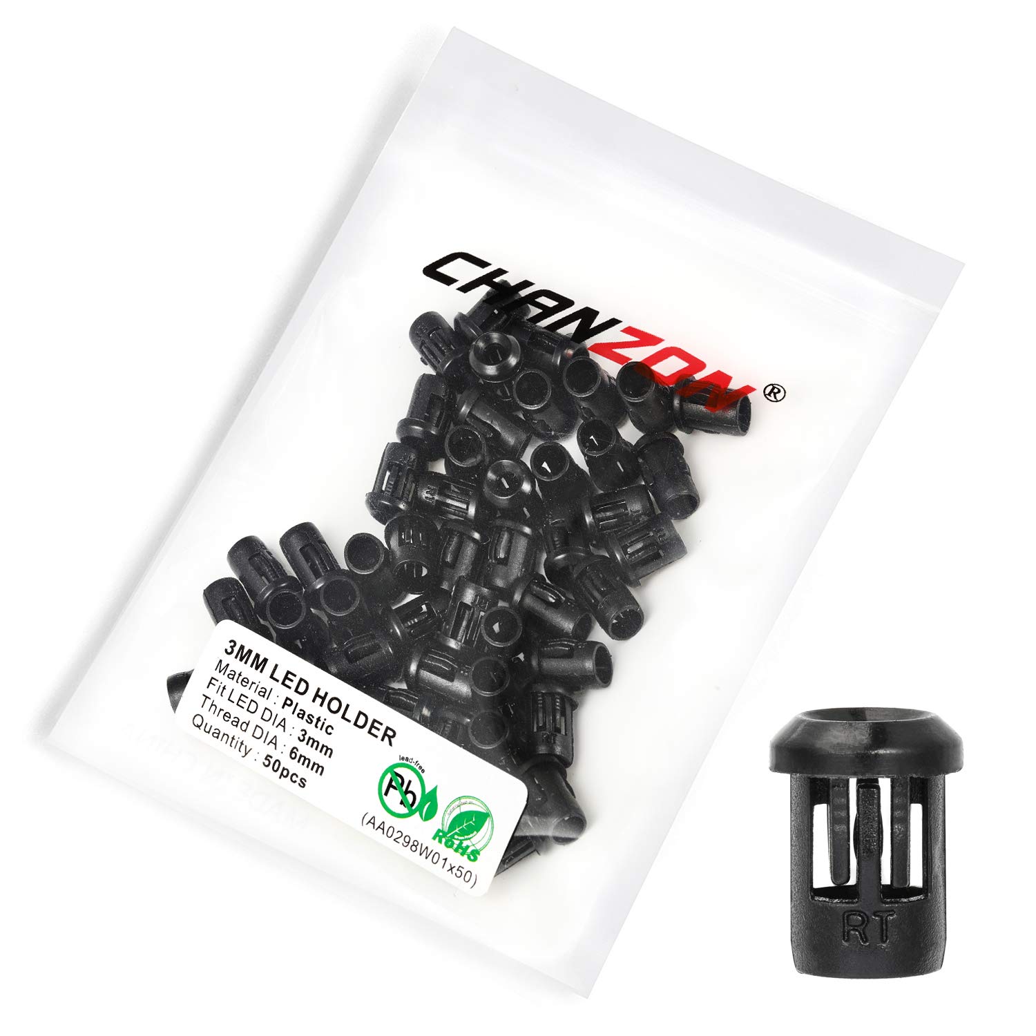 Chanzon 50pcs 3mm Led Holder for Light Emitting Diodes,Diode Lights,Bulb