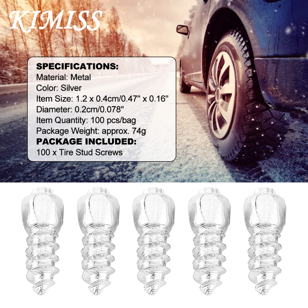 KIMISS Metallo 100 Pz 12mm Snow Ice Nail antiscivolo ruota Vite Accessori perno per auto SUV ATV camion, moto