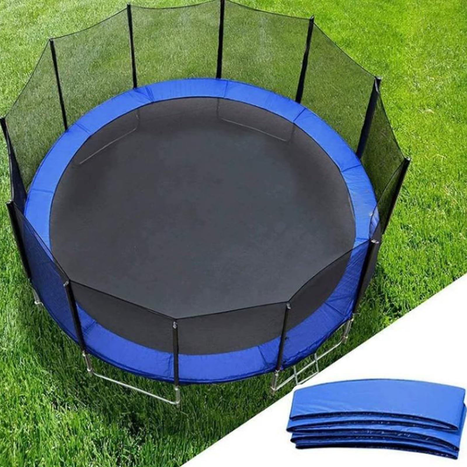 Cubierta para Cama Elástica 244/305/366/427 cm Diámetro, Almohadilla Cama Elastica, Protección UV Resistente A Desgarros, Accesorios para Cama Elástica