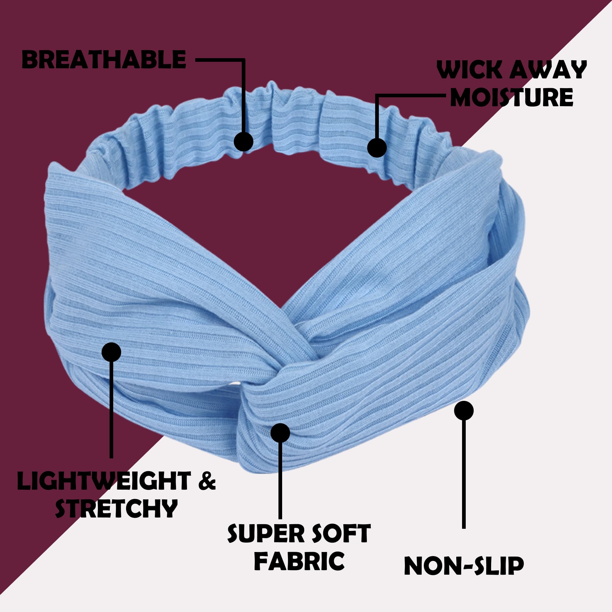 LOTUS78 Fasce per capelli da donna, confezione da 8, fasce per capelli in morbido tessuto per capelli da donna, fascia elastica per il sudore da donna, fasce per capelli da donna alla moda, fascia per