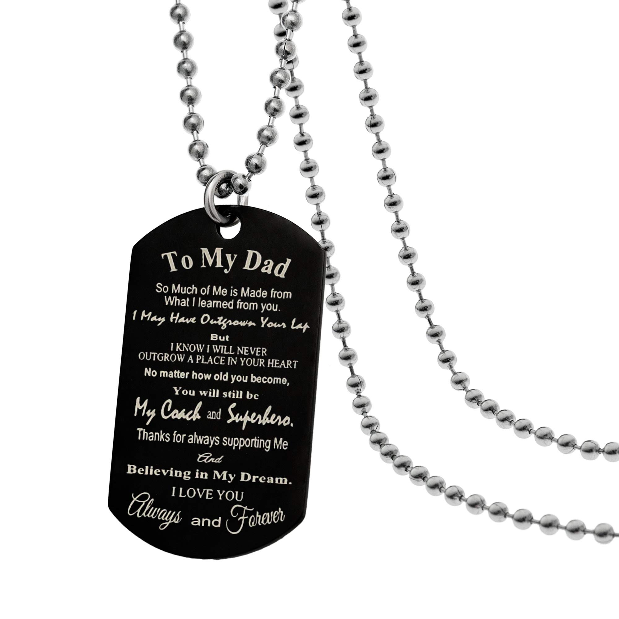 Queenberry Personalized Message Engraved Superhero Coach Dad Dog Tag Pendant Necklace