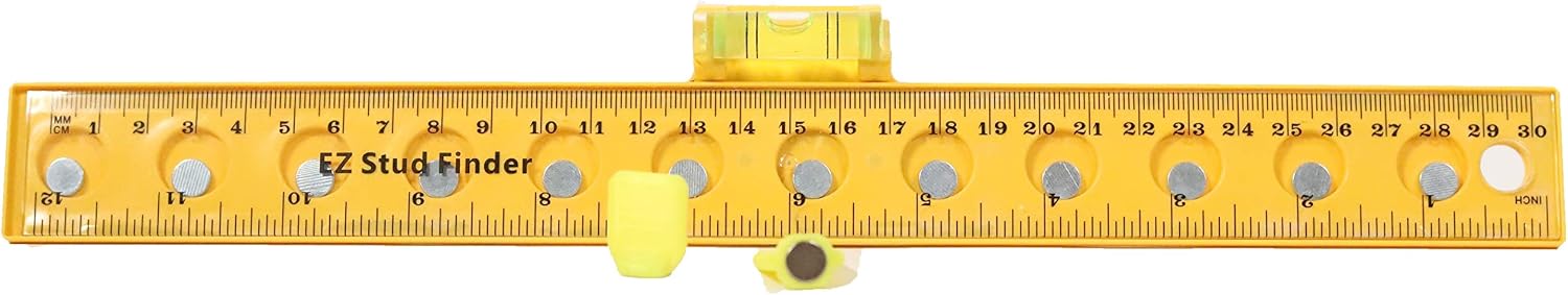 EZ Stud Finder -Magnetic Stud Finder - 4 Tools in 1 -Stud Finder, 2 Magnetic Markers, Level, 12"/30CM Ruler