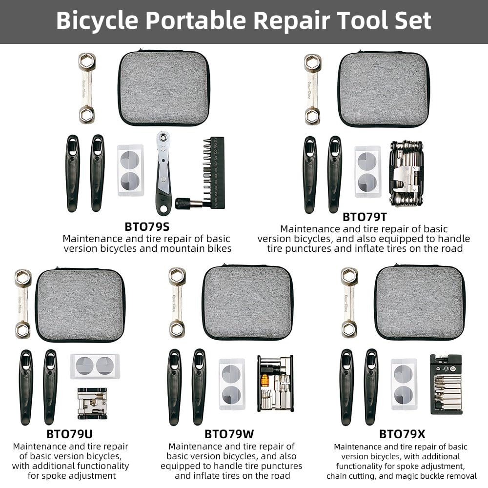 Kit di strumenti professionali per riparazione bici Strumenti di manutenzione multifunzione portatili per e mountain bike Riparazione pneumatici Taglio catena Fibbia magica (Bit 079 e)
