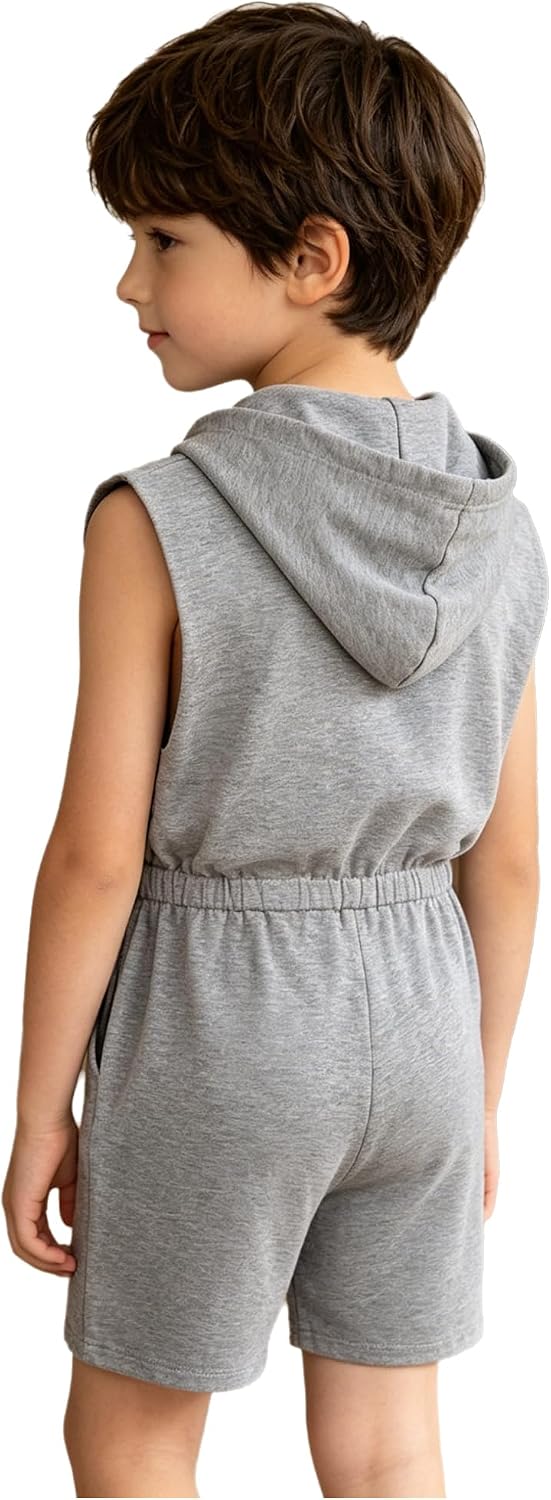 Girls Special Needs Jumpsuit Short Sleeve Rompers Summer Hooded Zipper Romper for Hiking Holiday