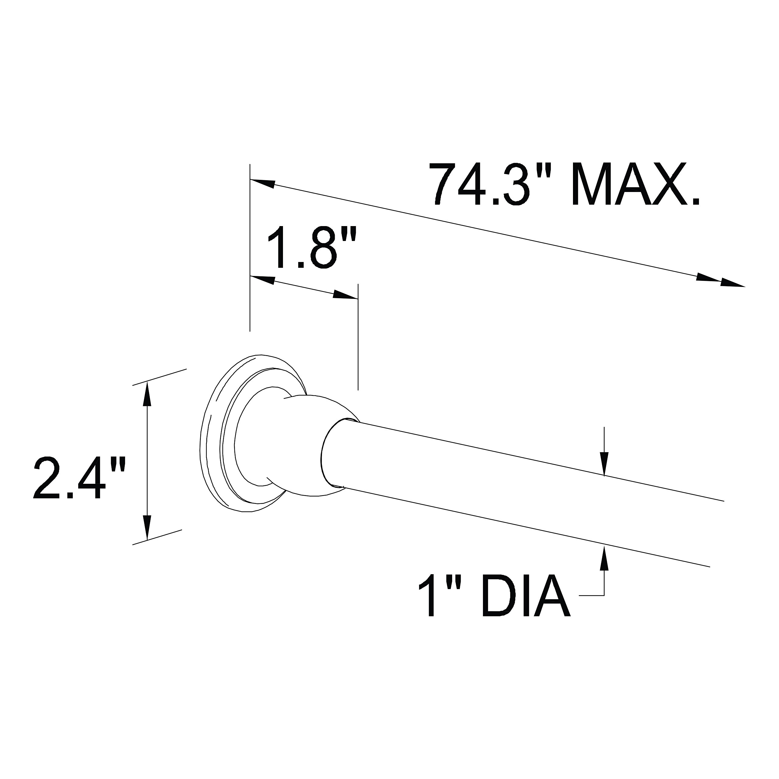 Ginger 1139R-6/PN 6-ft, Polished Nickel, 6' Shower Rod