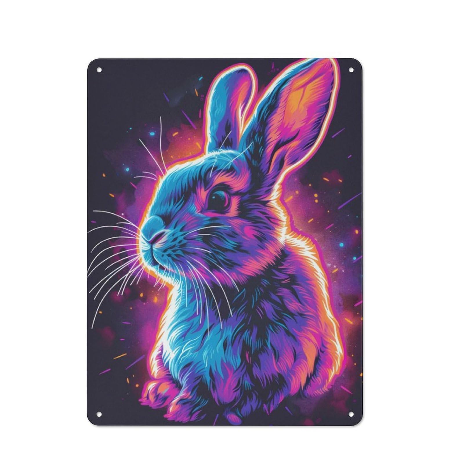 Junmoney Rabbit Neon Animal Vintage Tin Sign 40X30cm For Guest Room Or Hallway, Suited To Home Decor Collectors