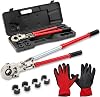 CXRCY Copper Press Tool Kit, Propress Tool for Copper Pipe with 4 Quick Change Jaws- 12, 34, 1, 58,Rotating 360 degree head,Copper Crimper Tool,Extendable handle,IWS-1632AF