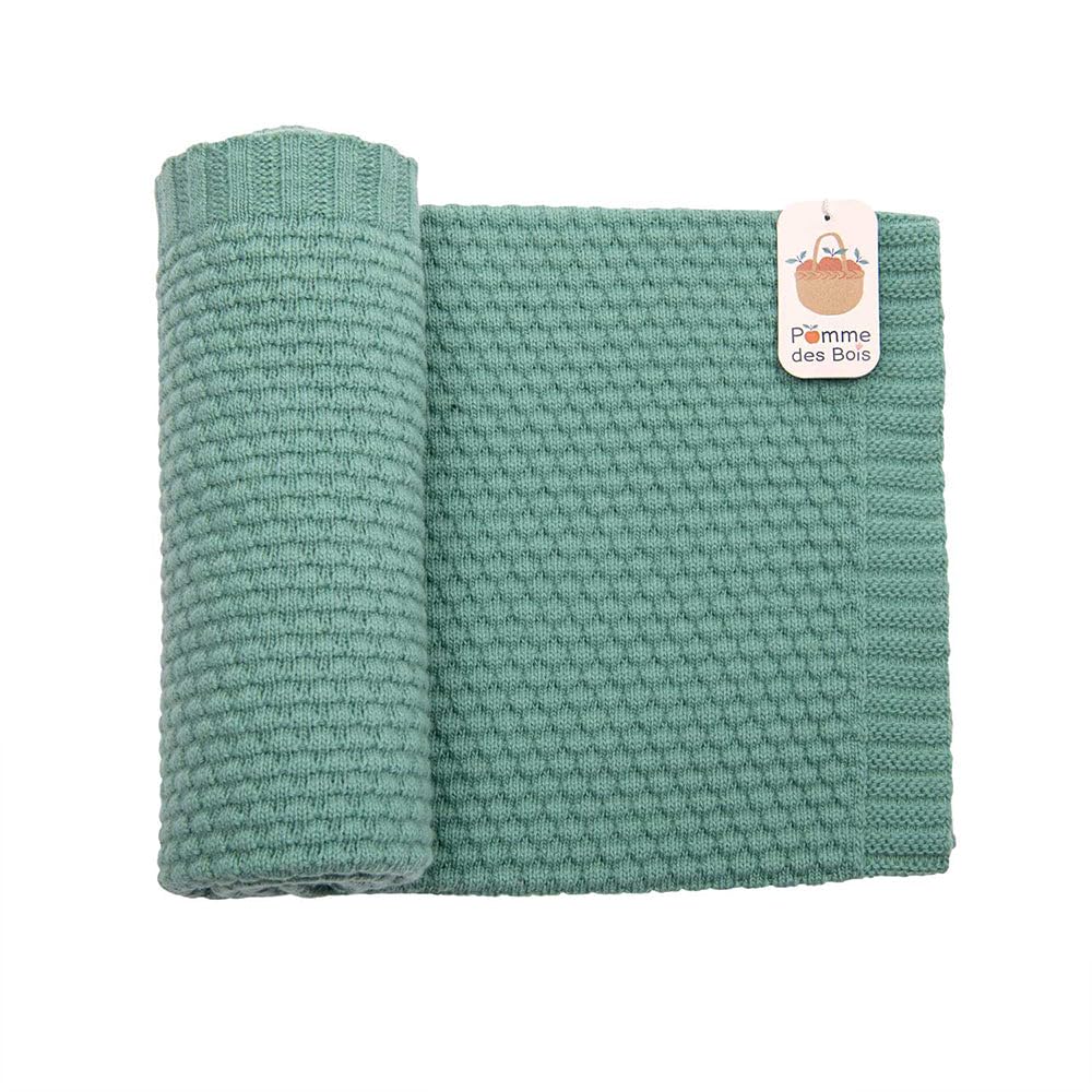 Generico Moulin Roty Copertina a Maglia Pomme des Bois Verde 86x75 cm