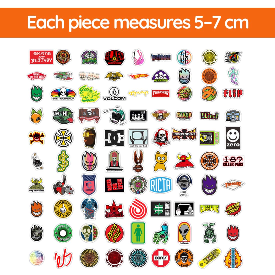 100 Pezzi Stickers,Adesivi Fantastici,Adesivi casco,Stickers Aesthetic, Adesivi in PVC Impermeabili alla Moda, per Computer Portatile, Skateboard, Borracce d'acqua, Casco da Bicicletta