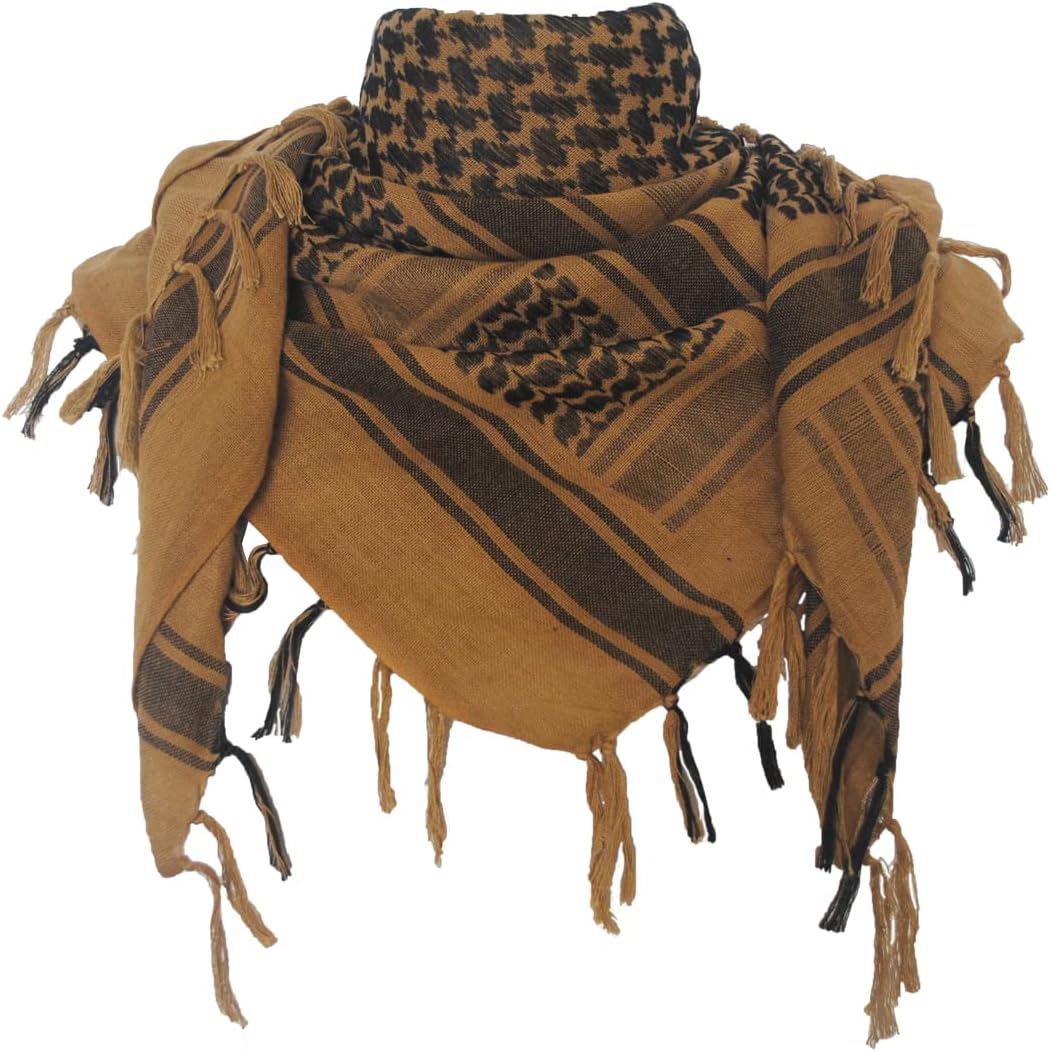 Cotton Shemagh Keffiyeh Tactical Desert Scarf Neck Head Wrap with Tassel for Men Women