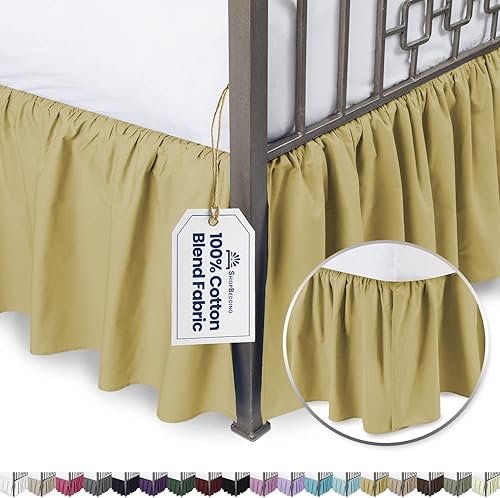 Falda de cama con volantes con esquinas divididas, tamaño King, falda de cama de 14pulgadas (disponible en 16 colores)