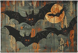 QMK Canvas Hanging Picture Moon Night Flying Fox Farmhouse Yard Bedroom Man Cave Wall Decor Art Poster Canvas Fun Moon Night Flying Fox Hanging Picture Classic Festival Decoration Gift 8x12 inch