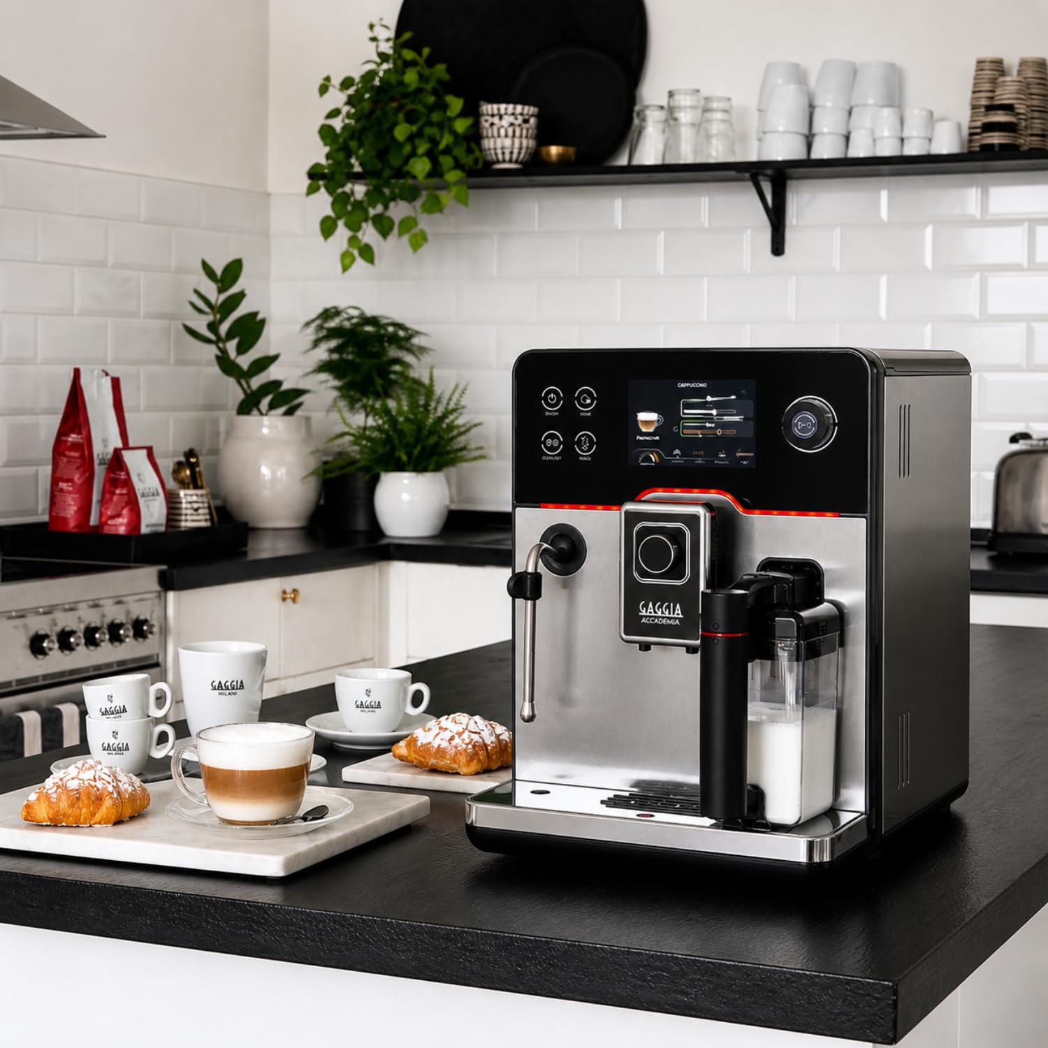 Gaggia Accademia One Touch - Máquina de café totalmente automática de grano a taza, cafetera de capuchino y espresso con 19 recetas de un solo toque (acero inoxidable)