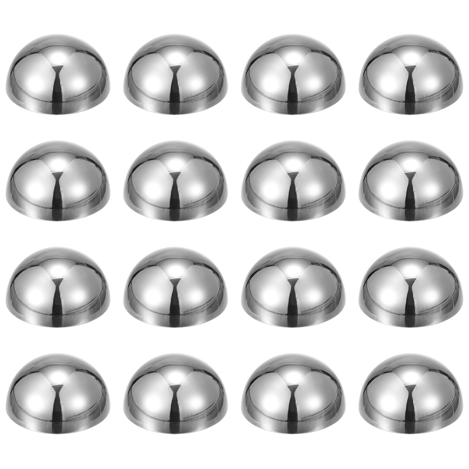 sourcing map 16pcs Stainless Steel Gazing Sphere, 2.5Inch 63mm Hollow Mirror Polished Hemisphere Wall Decor Semi Ball Reflective Outdoor Ornament for Garden Gate Stair Handrails, Silver