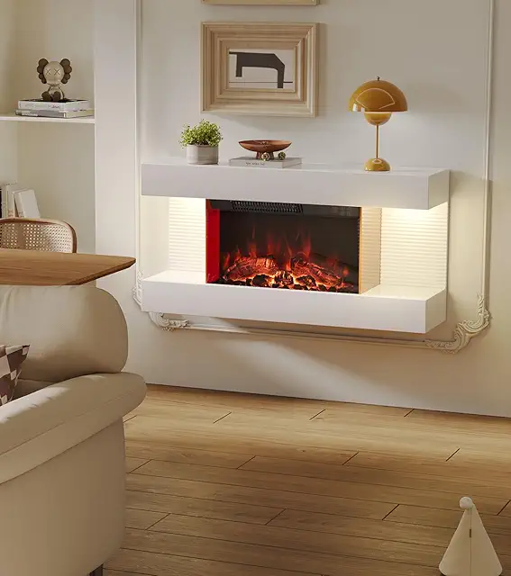 M.C.Haus 32in Wall-Mounted Electric Fireplace with WiFi & 12 Flame Colors