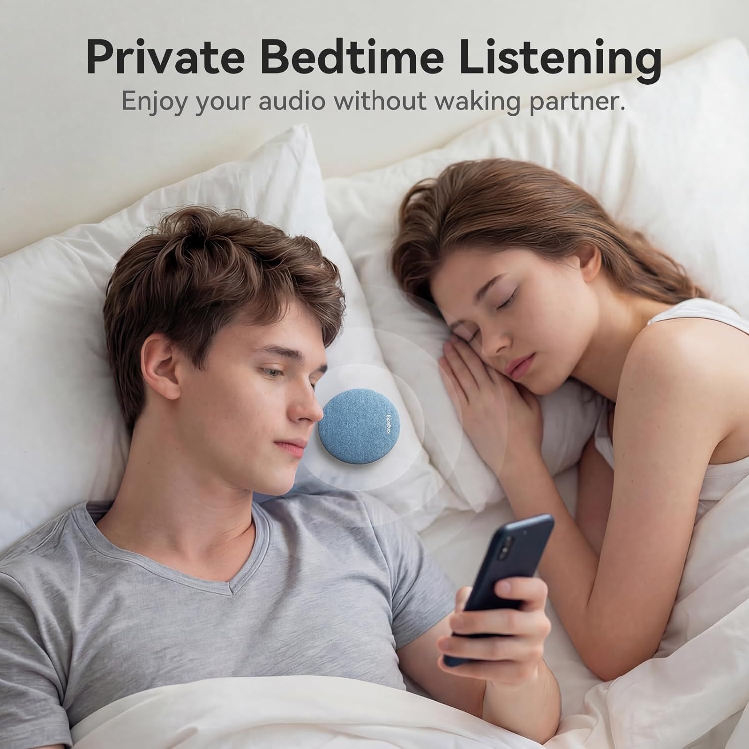 Kinglucky Pillow Speaker for Sleeping, Mini Bluetooth Speaker Under Pillow with Built-in Pink Noise White Noise Sound Machine for Sleeping, Headphone-Free Sleep Speaker for Side Sleeper Blue