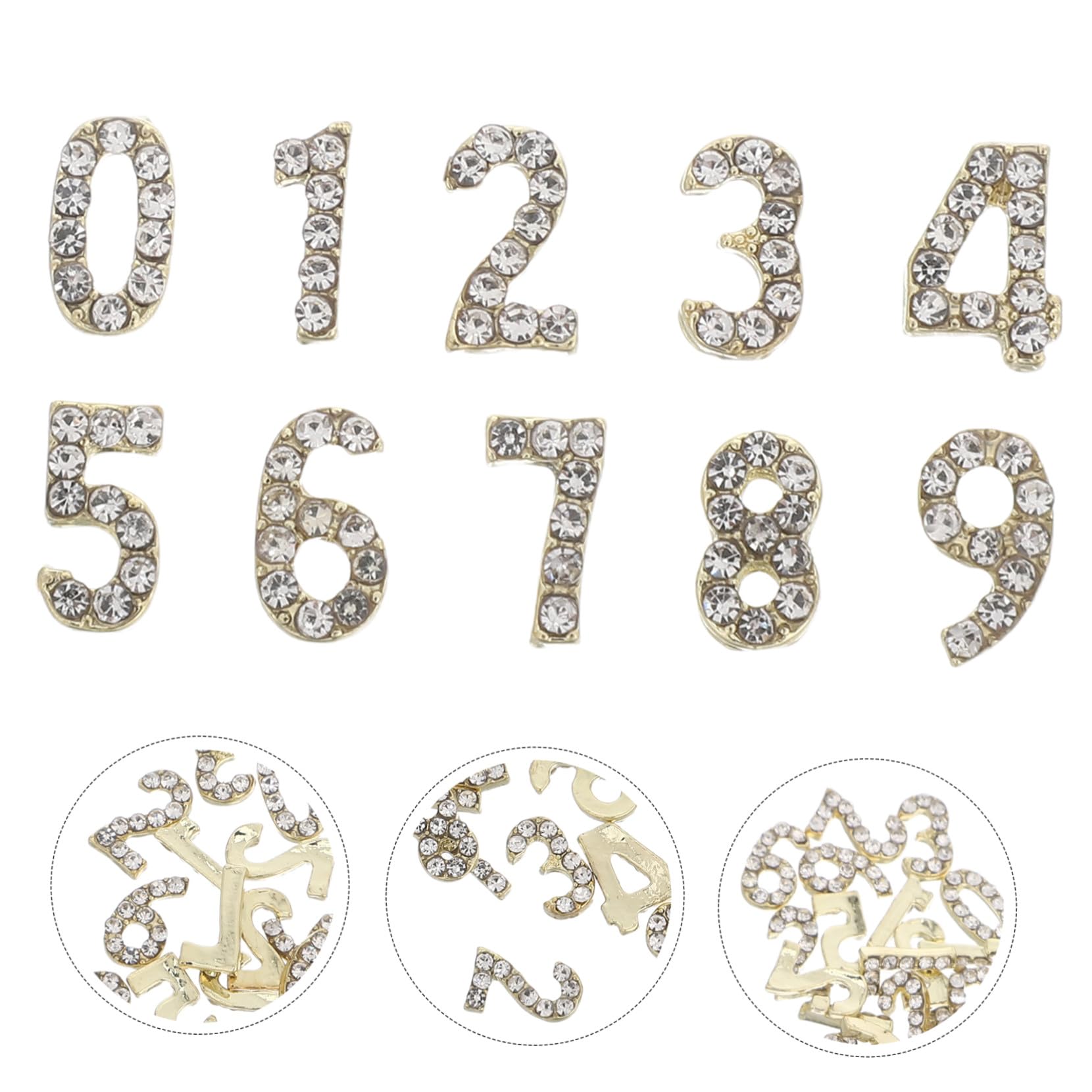 Ciondoli per Unghie Numerici Flatback Oro 100 Pezzi Ferro | Decorazioni Gioiello per Nail Art, Applicazione Facile, per Feste ed Eventi Speciali