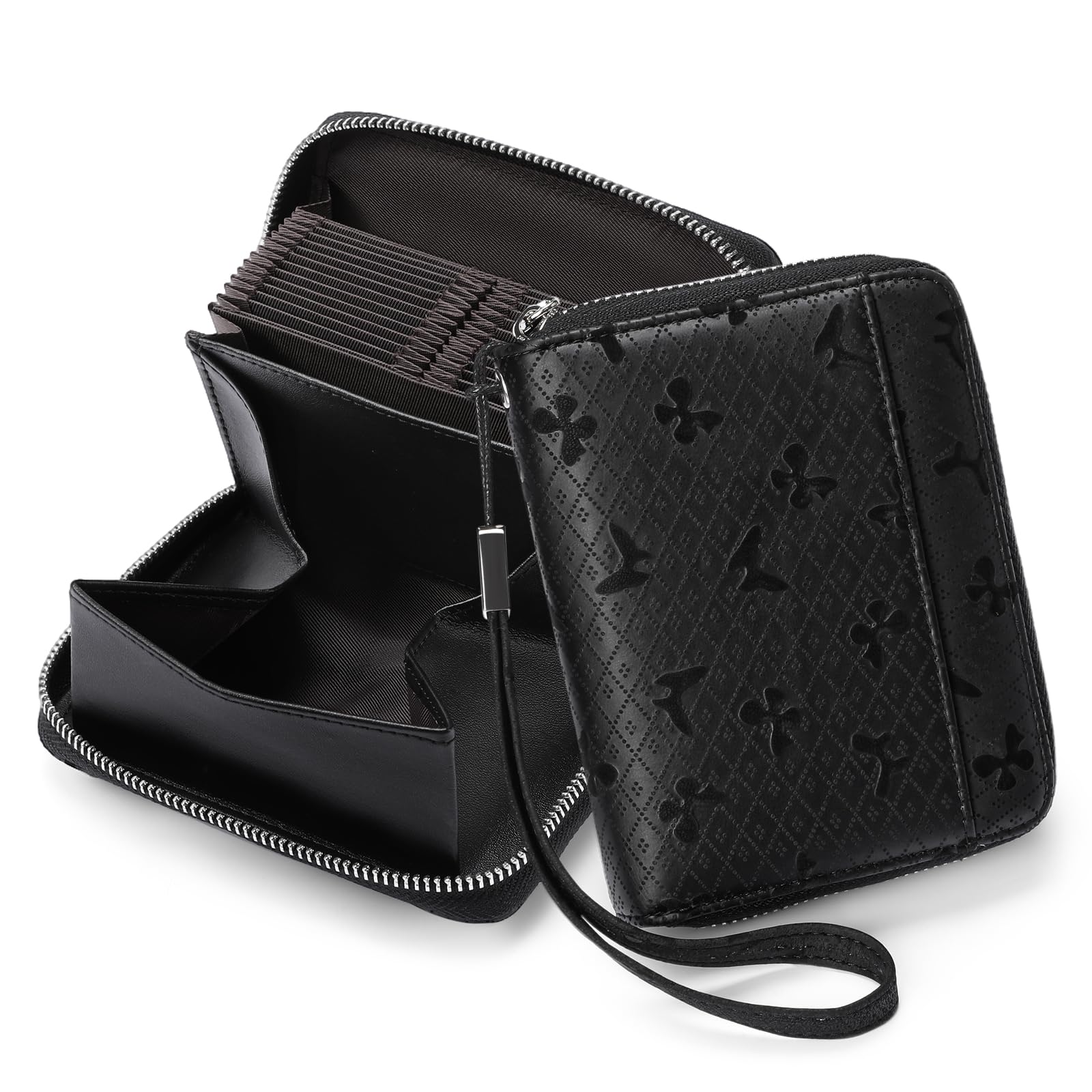 SENDEFN Kleine damesportemonnee van echt leer, 16 kaartvakken met RFID- blokkering, portemonnee, kaarthouder en ritssluiting voor munten, #Aa_geel, 10 cm x 3 cm x 13 cm, Klassiek