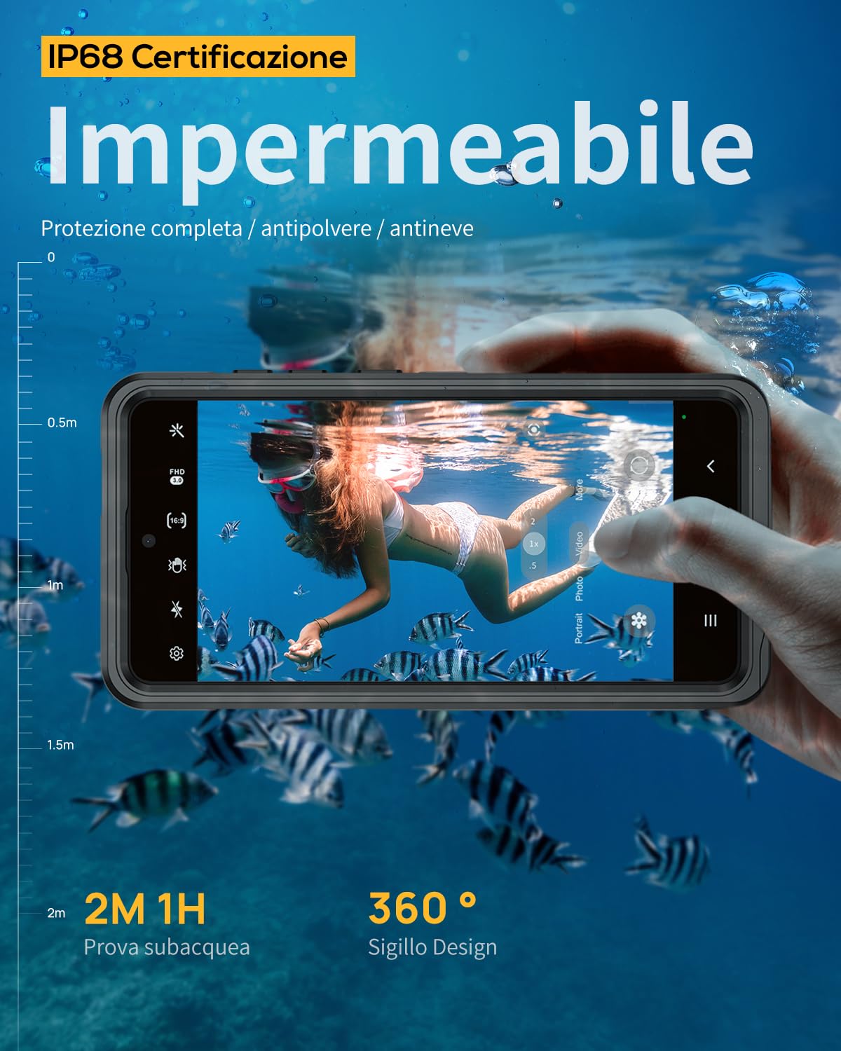 Lanhiem Custodia per Samsung Galaxy S26 Ultra 5G Cavalletto, Nero | IP68 Impermeabile, Cavalletto Girevole Nascosto, Anti-Caduta e Anti-Graffio, Protezione Militare a 360°