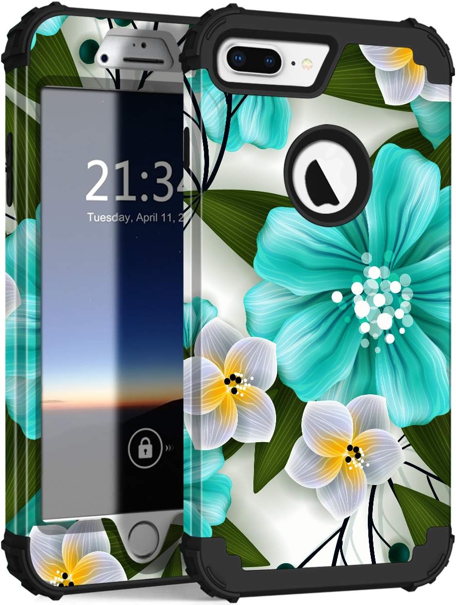 PIXIU Compatible with iPhone 8 Plus Case/iPhone 7 Plus case,Three Layer Heavy Duty Hybrid Sturdy Armor Shockproof Protective Phone Cover Cases for Apple iPhone 8 Plus/7 Plus