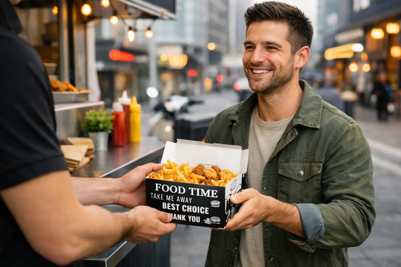 100 Pezzi Delivery Box Cibo da Asporto Ideale per Fritti Non Unge, Contenitore per Alimenti Usa e Getta per Asporto, Delivery, Ristoranti, Fast Food, Picnic, Feste e Cene Informali (17x27x7 cm)