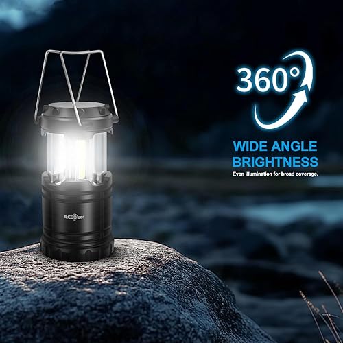 Miniatura 5 de Linterna LED para campamento, luces a pilas, brillo ajustable para campamento, cortes de energía, emergencias, linternas plegables al aire libre,