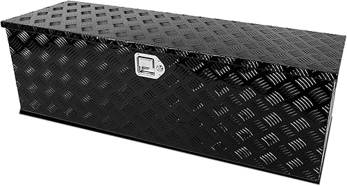 Miniatura 19 de Caja de herramientas chapada en aluminio de 20 pulgadas, caja de herramientas con asa lateral, cerradura impermeable y llaves, color negro